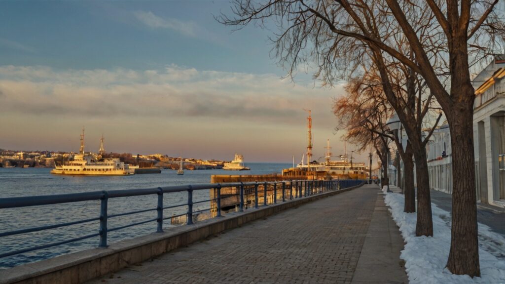 Earl's Wharf and embankment (Sevastopol) in February